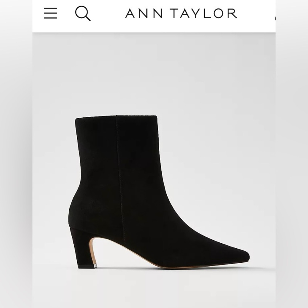 Ann Taylor Suede  Black Skinny Heel Booties